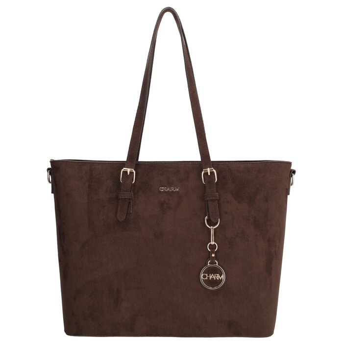 Charm London Charm London Birmingham shopper-laptoptas 15,6 inch suède-look bruin