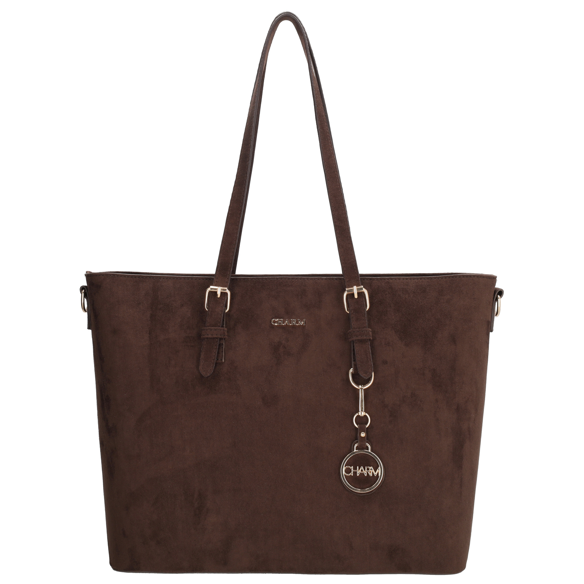 Charm London Charm London Birmingham shopper-laptoptas 15,6 inch suède-look bruin