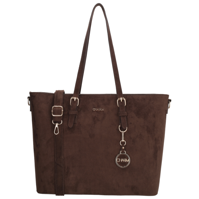 Charm London Charm London Birmingham shopper-laptoptas 15,6 inch suède-look bruin
