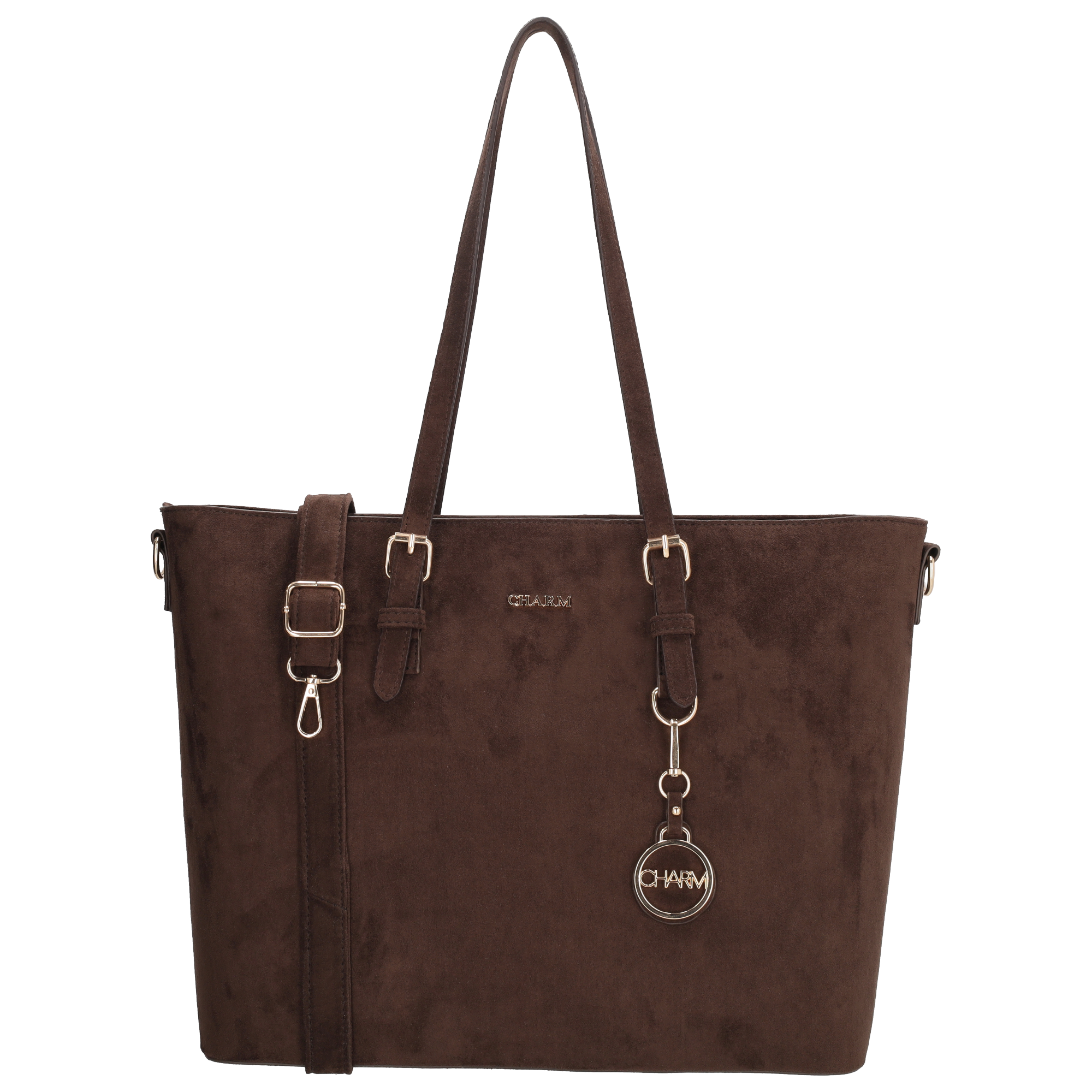 Charm London Charm London Birmingham shopper-laptoptas 15,6 inch suède-look bruin