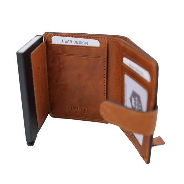 Bear Design Bear Design Pietro 10cc portemonnee met cardprotector cognac