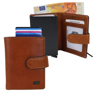 Bear Design Bear Design Pietro 10cc portemonnee met cardprotector cognac