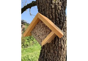Kleiner bijenhotel, met veel nest ruimte voor wilde bijen e.a. nuttige insecten
