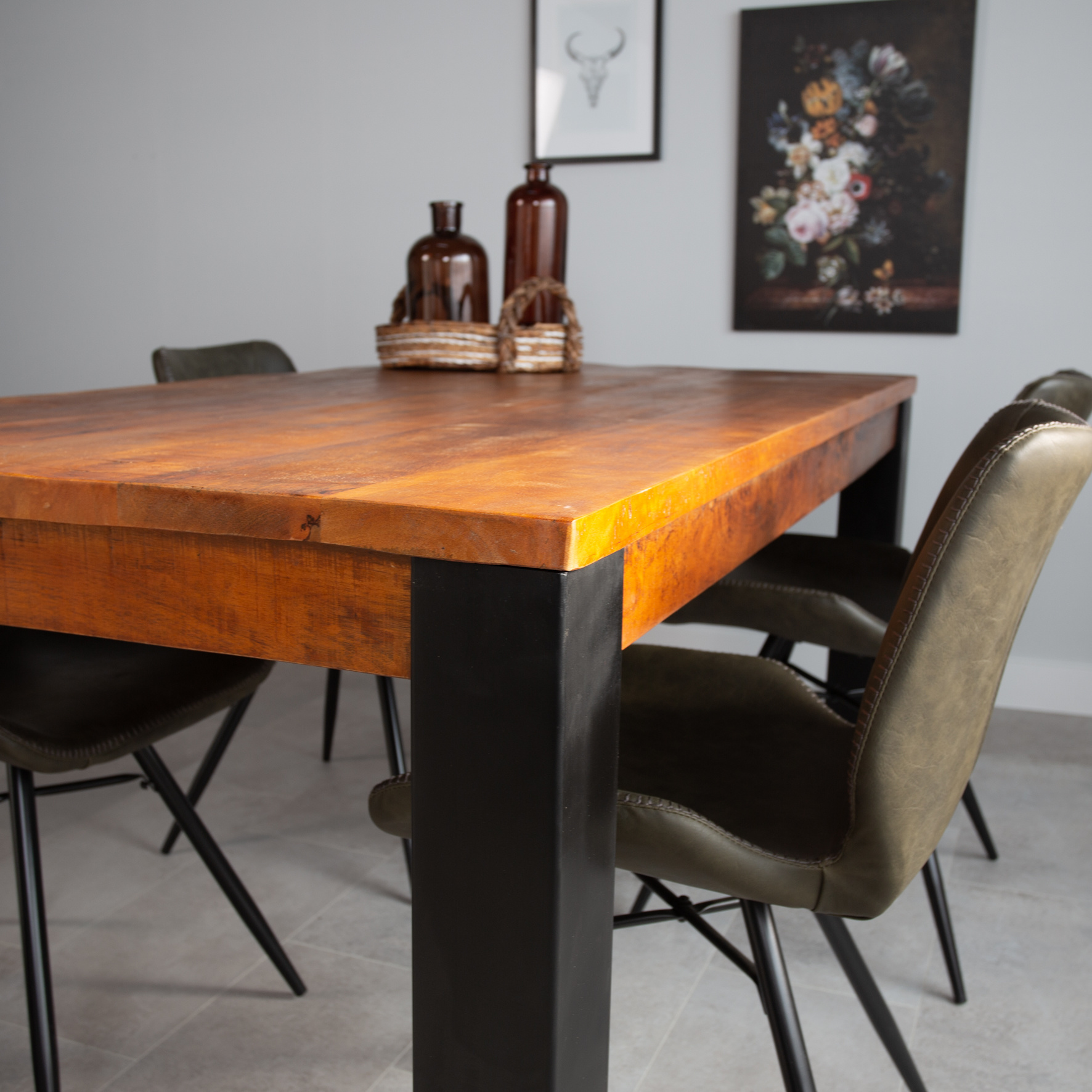 Massief industriële eetkamertafel Kansas 140x80 cm Kansas eettafel | Miltonhouse