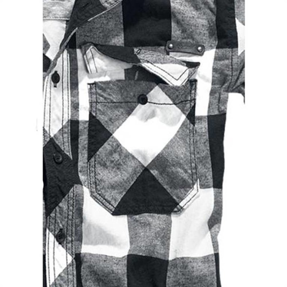 Brandit Check Shirt White-Black Flanel Overhemd Heren Brandit Check Shirt White-Black Flanel Overhemd Heren