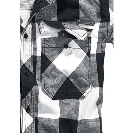 Brandit Check Shirt White-Black Flanel Overhemd Heren Brandit Check Shirt White-Black Flanel Overhemd Heren