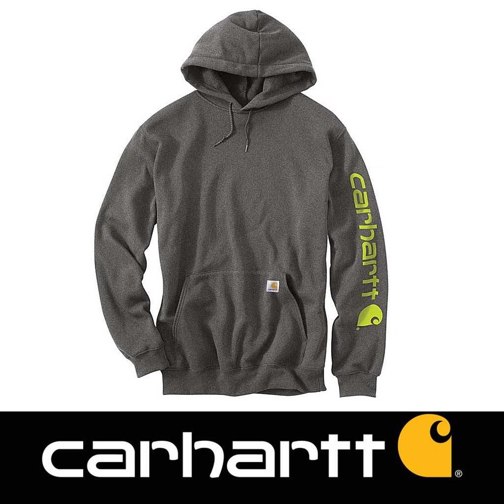 Carhartt Sleeve Logo Carbon Heather Hooded Sweatshirt Heren Carhartt Sleeve Logo Carbon Heather Hooded Sweatshirt Heren