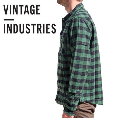 Vintage Industries Harley Green Check Shirt Heren Vintage Industries Harley Green Check Shirt Heren