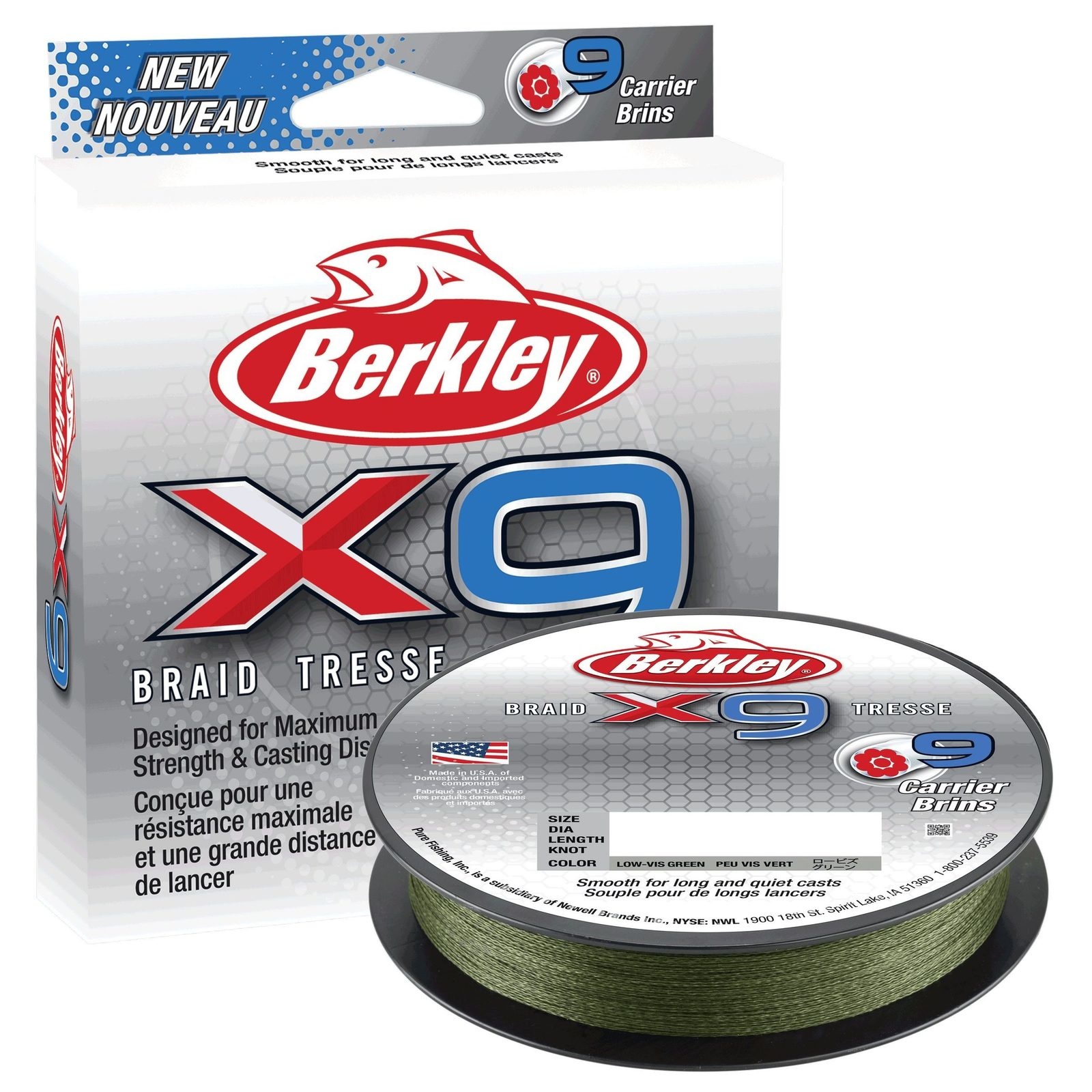 Berkley X9 Braid Low Visual Green - 3.6kg - 300m - Groen