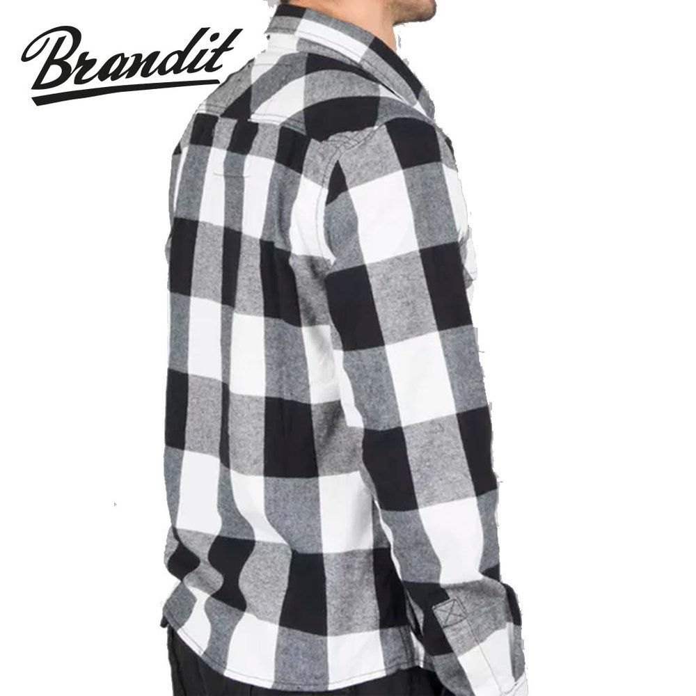 Brandit Check Shirt White-Black Flanel Overhemd Heren Brandit Check Shirt White-Black Flanel Overhemd Heren