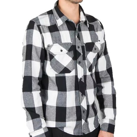 Brandit Check Shirt White-Black Flanel Overhemd Heren Brandit Check Shirt White-Black Flanel Overhemd Heren