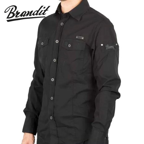 Brandit Slim Fit T-Shirt Black Overhemd Heren Brandit Slim Fit T-Shirt Black Overhemd Heren