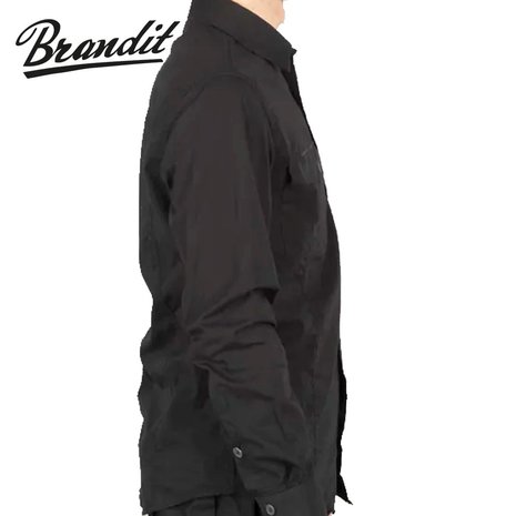 Brandit Slim Fit T-Shirt Black Overhemd Heren Brandit Slim Fit T-Shirt Black Overhemd Heren