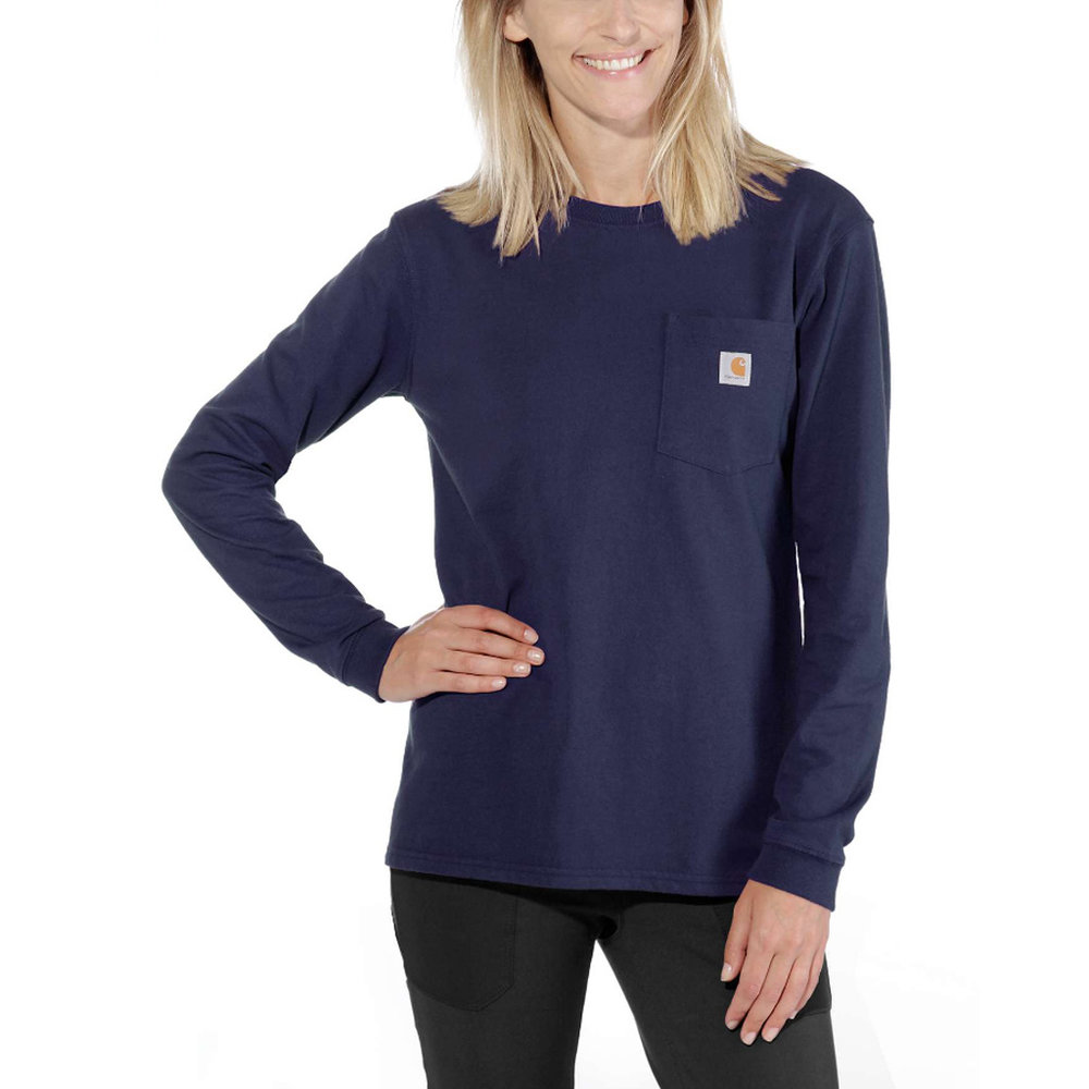 Carhartt Pocket Navy Long Sleeve Shirt Dames Carhartt Pocket Navy Long Sleeve Shirt Dames
