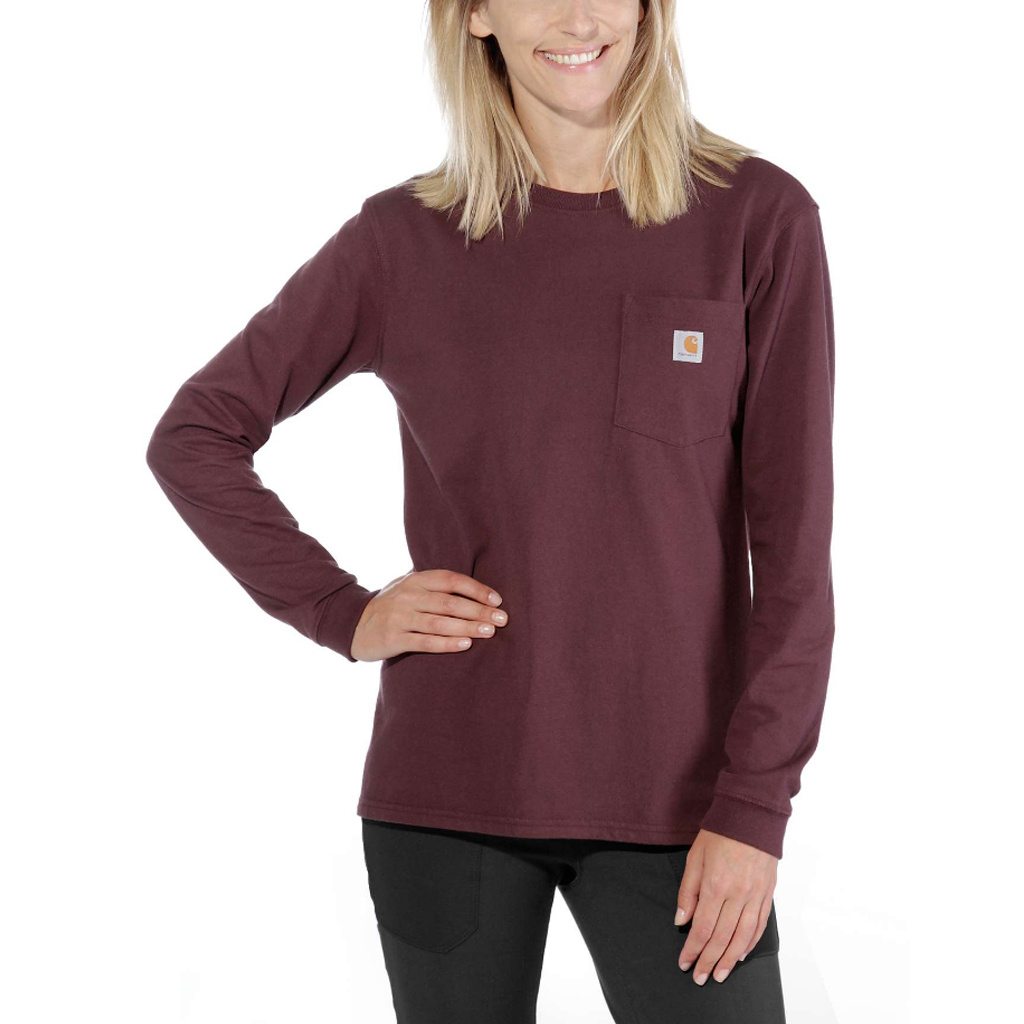 Pocket Deep Wine Long Sleeve Shirt Dames