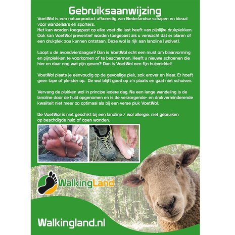 WalkingLand VoetWol  - Stop Blaren 20 Gram WalkingLand VoetWol  - Stop Blaren 20 Gram
