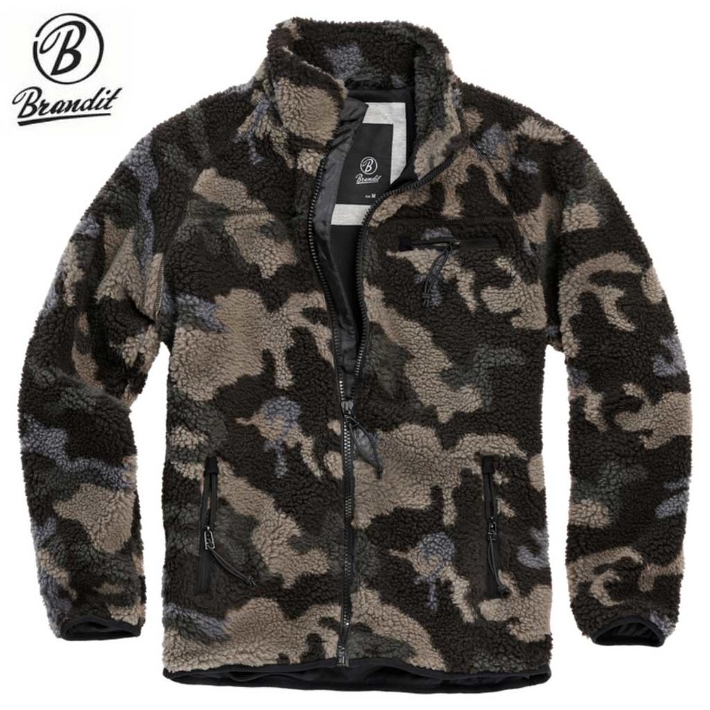 Brandit Teddyfleece Jacket Dark Camo Fleece Jas Heren Brandit Teddyfleece Jacket Dark Camo Fleece Jas Heren
