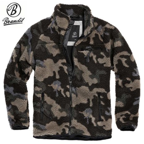 Brandit Teddyfleece Jacket Dark Camo Fleece Jas Heren Brandit Teddyfleece Jacket Dark Camo Fleece Jas Heren