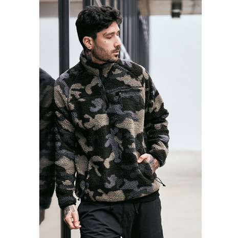 Brandit Teddyfleece Jacket Dark Camo Fleece Jas Heren Brandit Teddyfleece Jacket Dark Camo Fleece Jas Heren