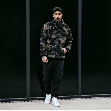 Brandit Teddyfleece Jacket Dark Camo Fleece Jas Heren Brandit Teddyfleece Jacket Dark Camo Fleece Jas Heren