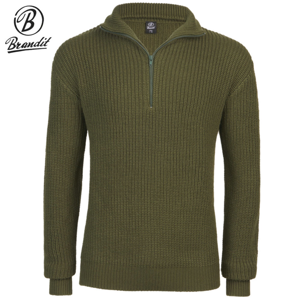 Brandit Marine Pullover Troyer Sweater Olive Heren