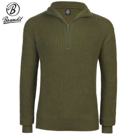 Brandit Marine Pullover Troyer Sweater Olive Heren