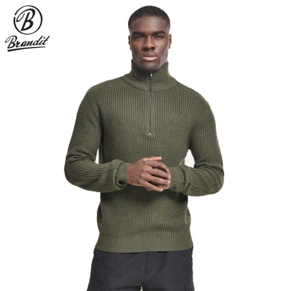 Brandit Marine Pullover Troyer Sweater Olive Heren