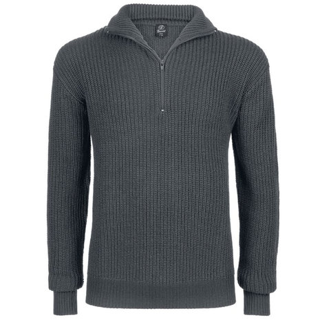 Brandit Marine Pullover Troyer Sweater Antraciet Heren Brandit Marine Pullover Troyer Sweater Antraciet Heren