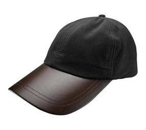 Game Baseball Cap Zwart Gewaxt Katoen - Leren Klep Game Baseball Cap Zwart Gewaxt Katoen - Leren Klep