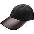 Baseball Cap Zwart Gewaxt Katoen - Leren Klep Baseball Cap Zwart Gewaxt Katoen - Leren Klep
