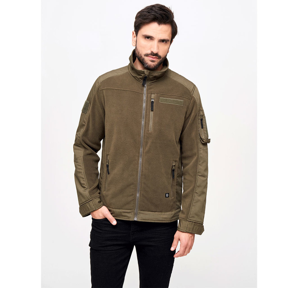 Brandit Functional Olive Fleece Jas Heren Brandit Functional Olive Fleece Jas Heren