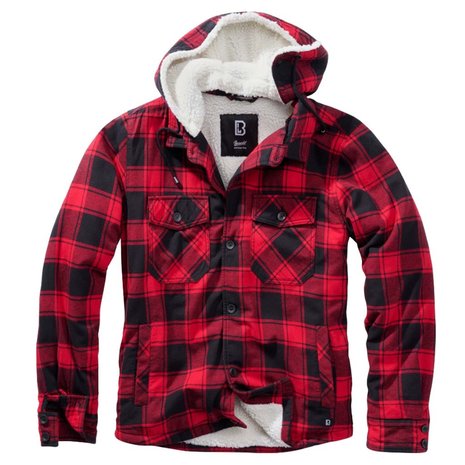 Brandit Lumberjacket Hooded Zwart-Rood Vest Heren Brandit Lumberjacket Hooded Zwart-Rood Vest Heren