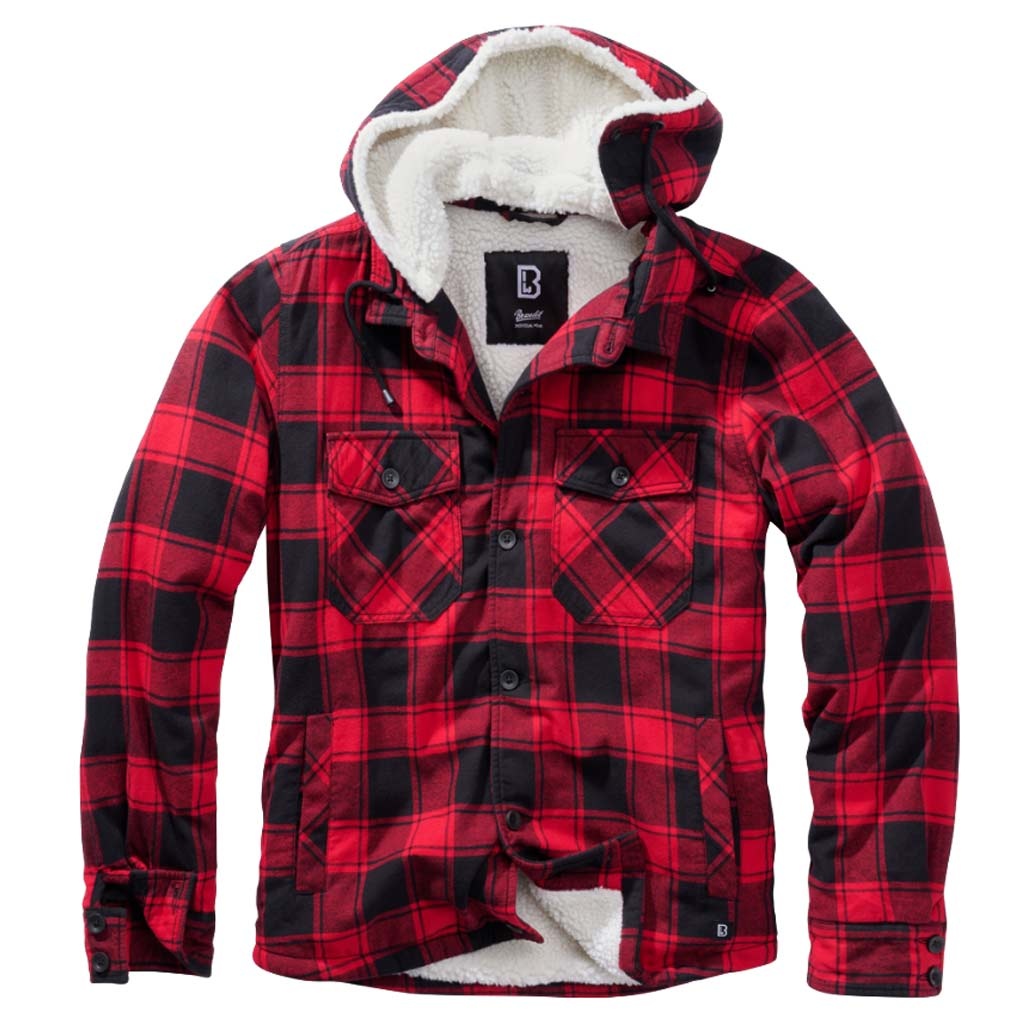 Brandit Lumberjacket Hooded Zwart-Rood Heren - BD Store