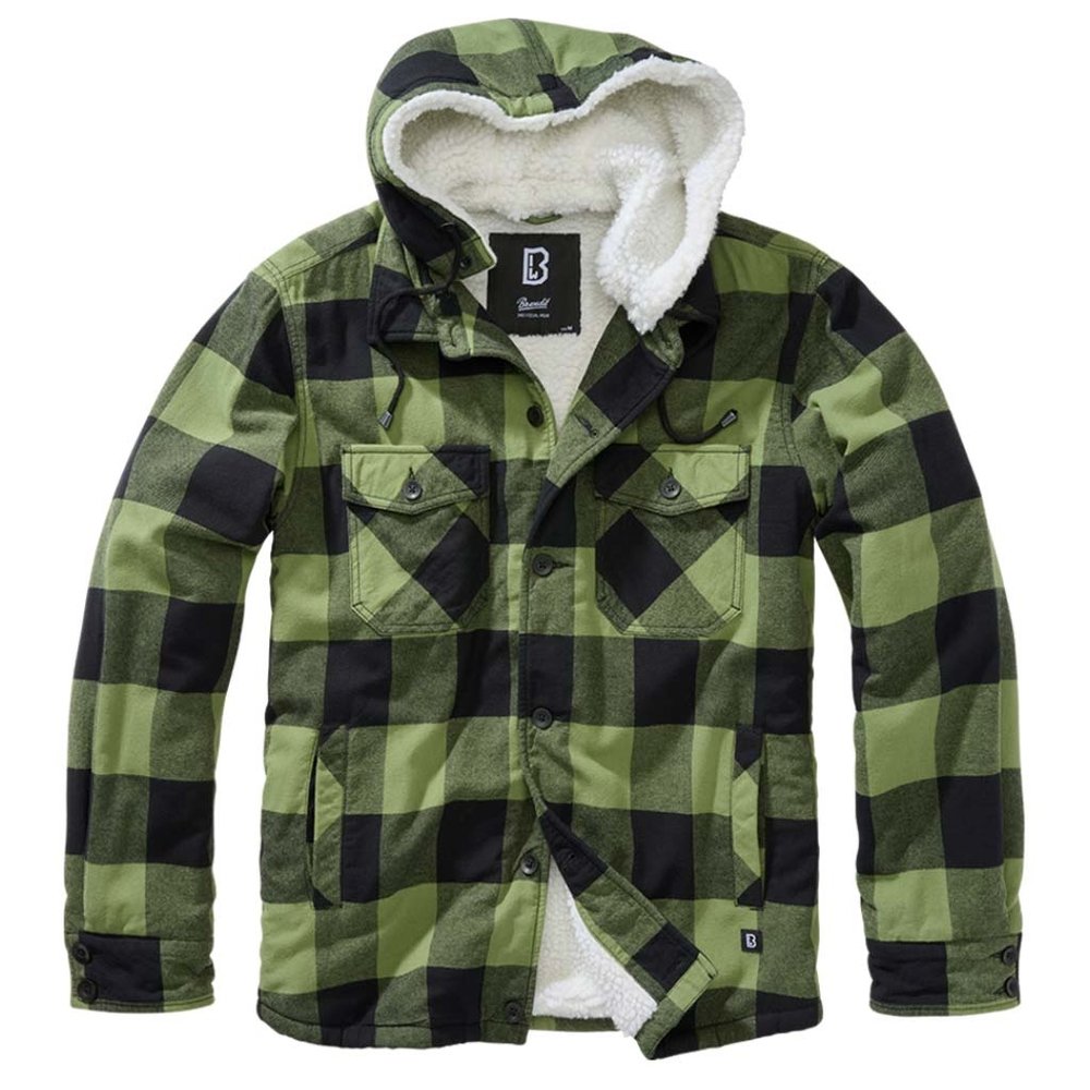 Brandit Lumberjacket Hooded Zwart-Olijf Vest Heren Brandit Lumberjacket Hooded Zwart-Olijf Vest Heren