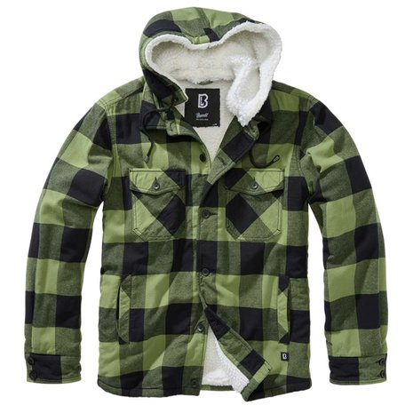Brandit Lumberjacket Hooded Zwart-Olijf Vest Heren Brandit Lumberjacket Hooded Zwart-Olijf Vest Heren