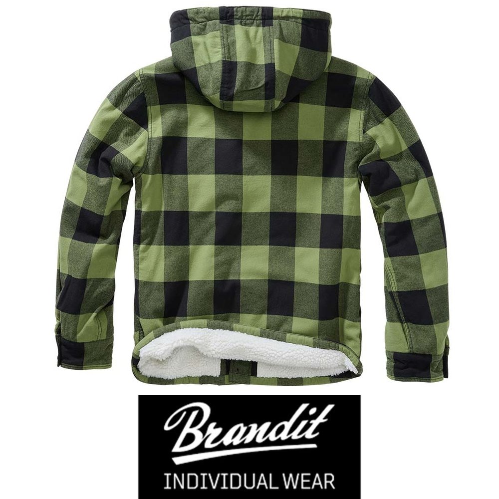 Brandit Lumberjacket Hooded Zwart-Olijf Vest Heren Brandit Lumberjacket Hooded Zwart-Olijf Vest Heren