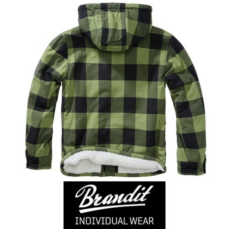 Brandit Lumberjacket Hooded Zwart-Olijf Vest Heren Brandit Lumberjacket Hooded Zwart-Olijf Vest Heren