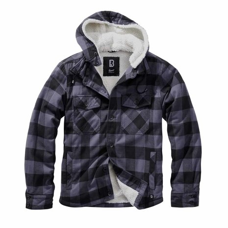 Brandit Lumberjacket Hooded Zwart-Grijs Vest Heren Brandit Lumberjacket Hooded Zwart-Grijs Vest Heren