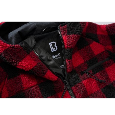 Brandit Teddyfleece Worker Rood-Zwart jacket Heren