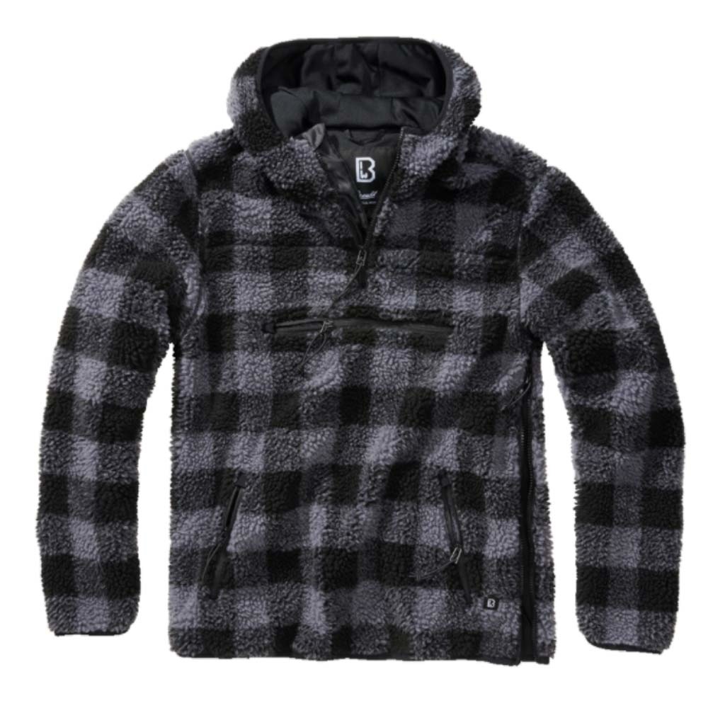Teddyfleece Worker Pullover Zwart-Grijs Sweater