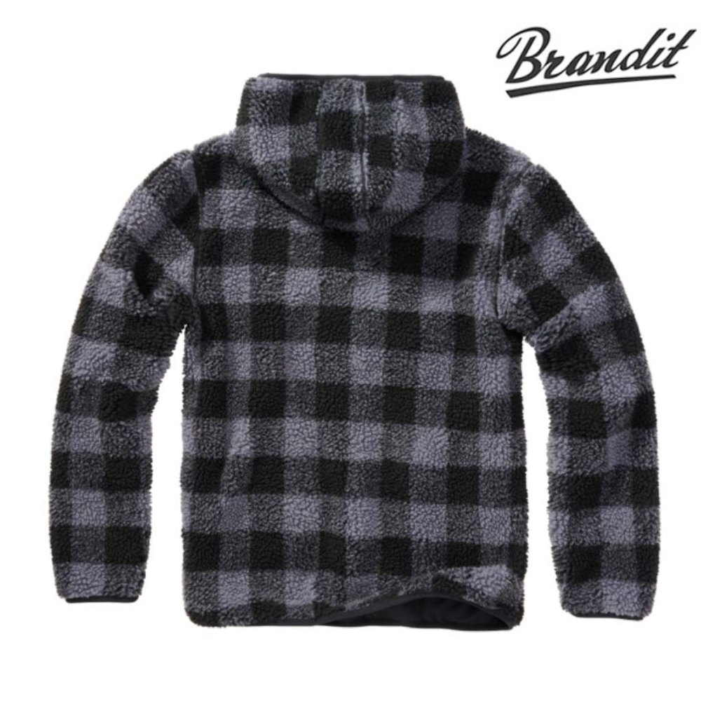 Brandit Teddyfleece Worker Pullover Zwart-Grijs Sweater Brandit Teddyfleece Worker Pullover Zwart-Grijs Sweater