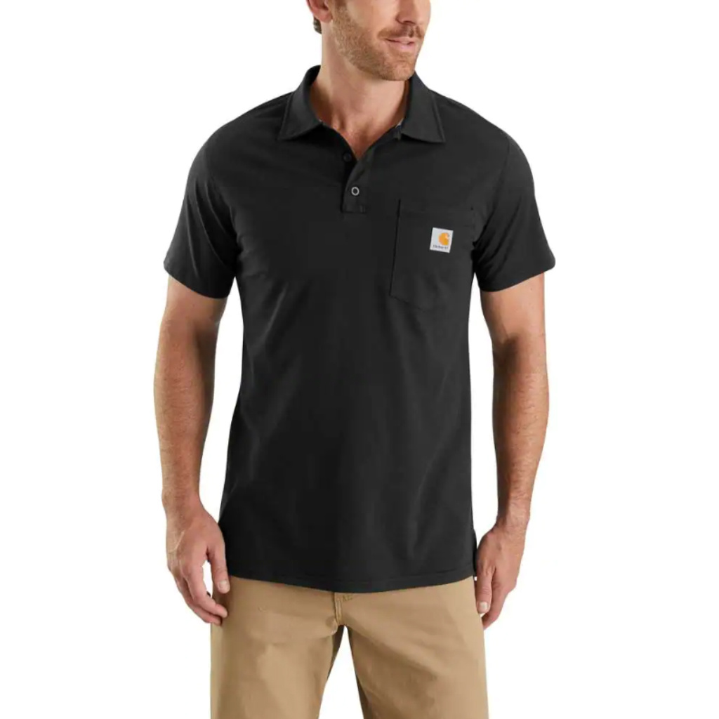 Force Cotton Delmont Pocket Black Polo Heren