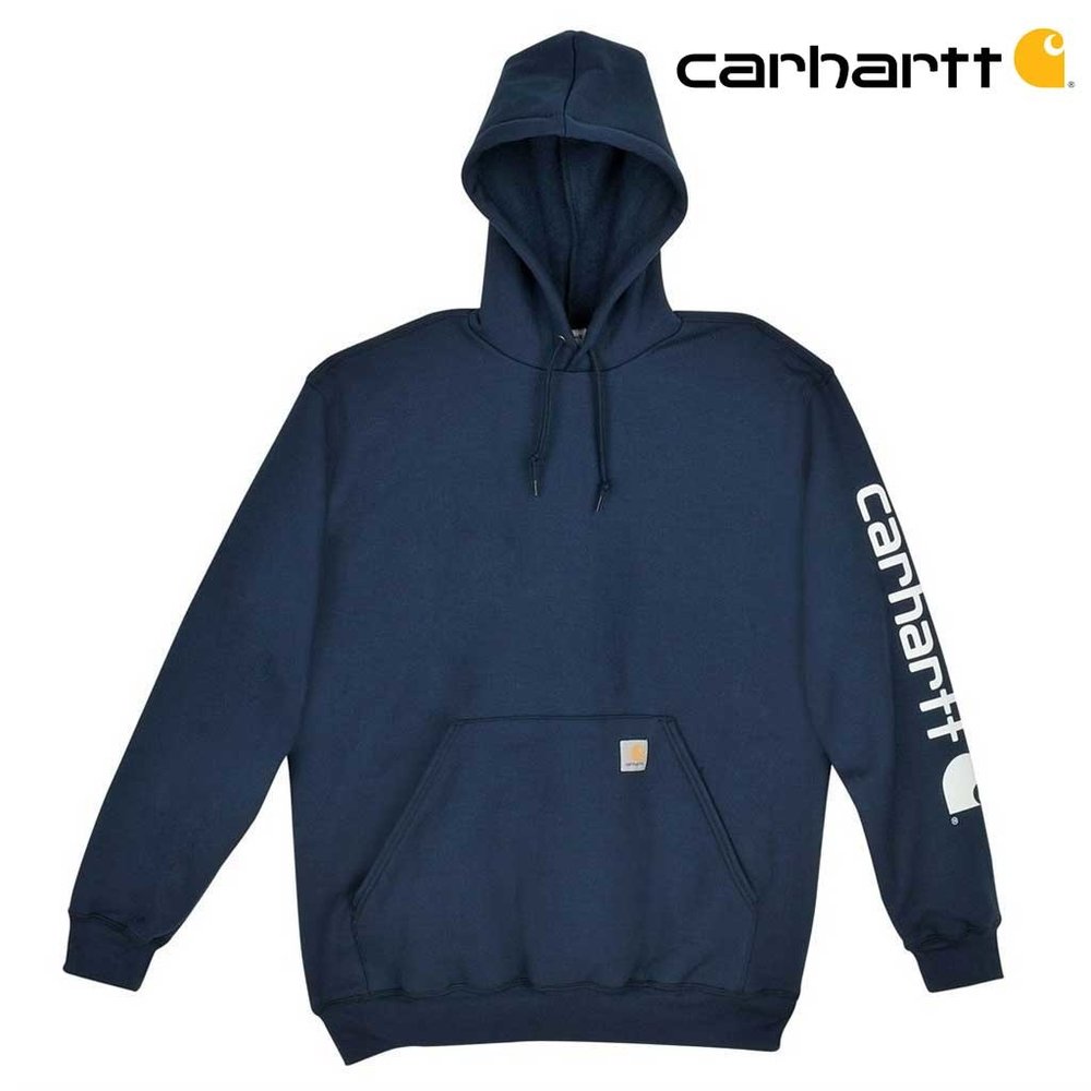 Carhartt Sleeve Logo New Navy Hooded Sweatshirt Heren Carhartt Sleeve Logo New Navy Hooded Sweatshirt Heren