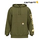 Carhartt Sleeve Logo True Olive Heather Hooded Sweatshirt Heren Carhartt Sleeve Logo True Olive Heather Hooded Sweatshirt Heren