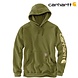 Carhartt Sleeve Logo True Olive Heather Hooded Sweatshirt Heren Carhartt Sleeve Logo True Olive Heather Hooded Sweatshirt Heren
