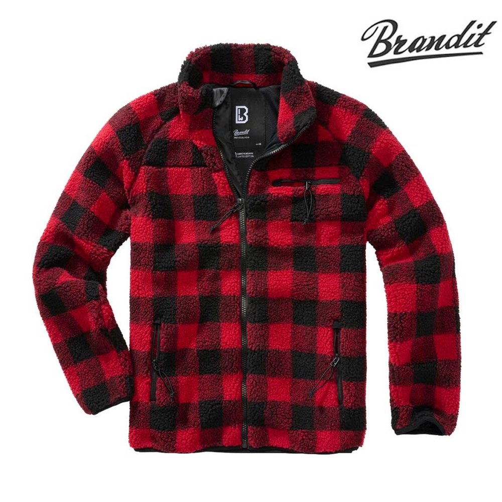 Brandit Teddyfleece Red Black Jas Heren Brandit Teddyfleece Red Black Jas Heren