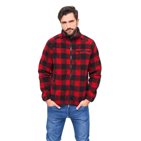 Brandit Teddyfleece Red Black Jas Heren Brandit Teddyfleece Red Black Jas Heren