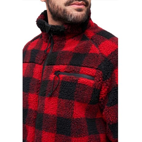 Brandit Teddyfleece Red Black Jas Heren Brandit Teddyfleece Red Black Jas Heren