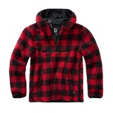 Brandit Teddyfleece Worker Black Red Pullover Heren Brandit Teddyfleece Worker Black Red Pullover Heren