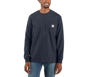 Carhartt Dearborn Pocket Longsleeve Navy Shirt Heren